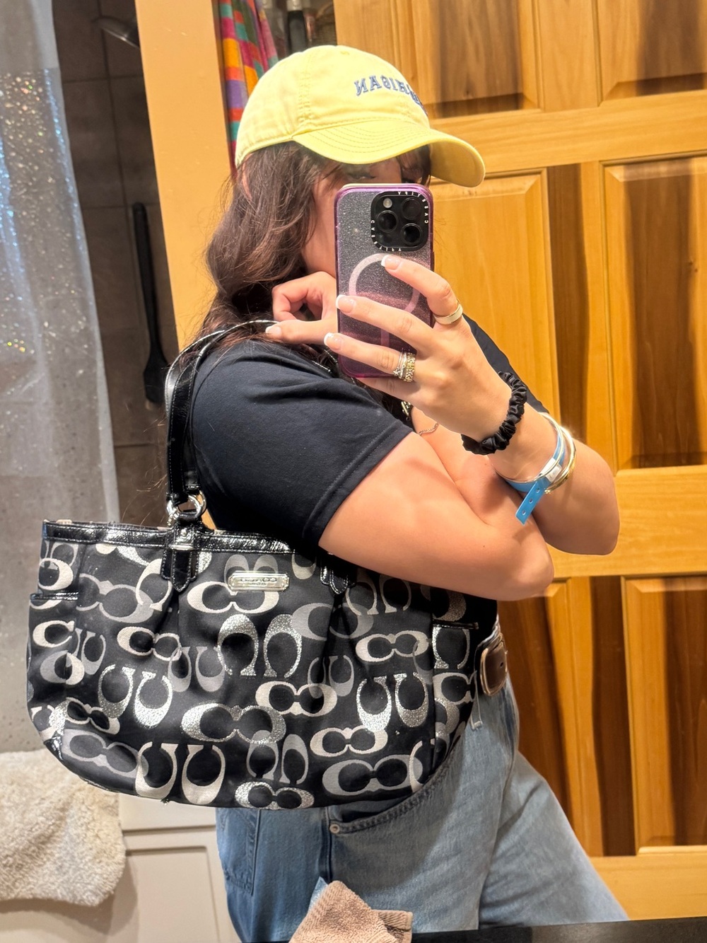 Coach Black Signature Canvas shoulder Tote— An Iconic Y2K bag